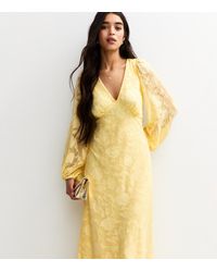 New Look - Floral Patterned Long Sleeve Midi Dress - Lyst