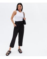 New Look - Petite Short Leg Elasticated Tie Waist Trousers - Lyst