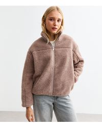 New Look - Borg Zip Up Jacket - Lyst