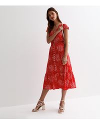 Blue Vanilla - Animal Print Button Front Midi Dress New Look - Lyst