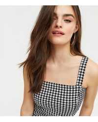 Cutie London Black Dogtooth Pinafore Dress New Look - Multicolour