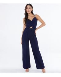 Quiz - Buckle Belted Wide Leg Jumpsuit New Look - Lyst