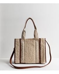 New Look - Borg Webbing Strap Tote Bag Vegan - Lyst