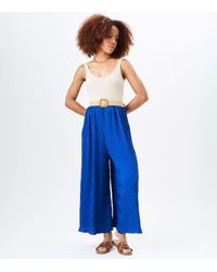 Gini London - Bright Raffia Belt Wide Leg Cropped Trousers New Look - Lyst