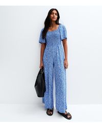 Blue Vanilla - Floral Print Square Neck Jumpsuit New Look - Lyst