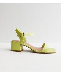 New Look - Leather-Look 2 Part Block Heel Sandals - Lyst