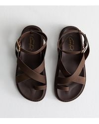 New Look - Faux Leather Crossover Strap Sandals Vegan - Lyst
