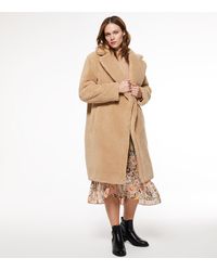 New Look Stone Double Breasted Teddy Maxi Coat - Natural