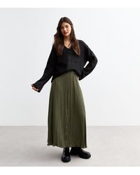 New Look - Crinkle Pleated Midi Skirt - Lyst