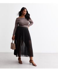 New Look - Plus Size Pleated Chiffon Midi Skirt Curves - Lyst