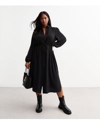 New Look - Plus Size Drawstring Waist Midi Shirt Dress Curves - Lyst