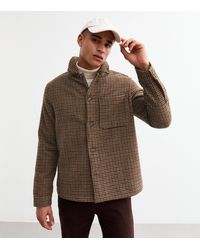 New Look - Regular Brushed Patch Pocket Houndstooth Overshirt - Lyst
