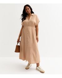 New Look - Plus Size Shirred Waist Midi Dress Curves - Lyst