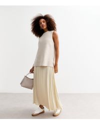 New Look - Crinkle Pleated Midi Skirt - Lyst