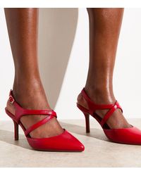 New Look - Wide Fit Faux Leather Crossover Strap Slingback Court Shoes - Lyst
