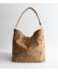 New Look - Faux Suede Studded Shoulder Bag - Lyst