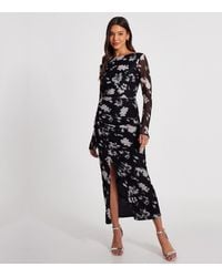 Quiz - Floral Print Mesh Midi Dress New Look - Lyst