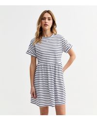 New Look - Stripe Print Smock Mini Dress - Lyst