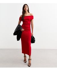 New Look - Bardot Off Shoulder Midi Dress - Lyst