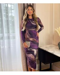AX Paris - Marble Print Long Sleeve Bodycon Midi Dress New Look - Lyst