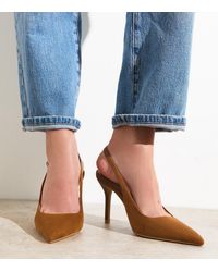 New Look - Tan Faux Suede Heeled Slingback Pumps Vegan - Lyst