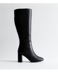 New Look - Wide Fit Block Heel Knee High Boots Vegan - Lyst