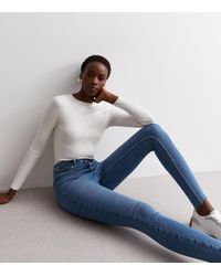 New Look - Tall Raw Hem Hallie Disco Super Skinny Jeans - Lyst