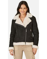 Yumi' - Faux Shearling Biker Jacket New Look - Lyst