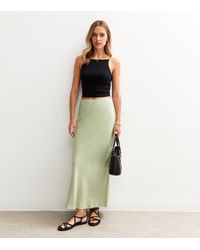 New Look - Linen Blend Bias Cut Midi Skirt - Lyst