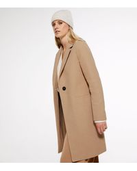 New Look Camel Revere Collar Long Coat - Natural