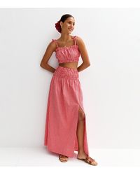 New Look - Gingham Check Slit Hem Maxi Skirt - Lyst