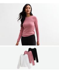 New Look - 3 Pack Of Multicoloured Frill Trim Long Sleeve Tops - Lyst