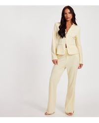 Quiz - Cream High Waist Tailored Trousers New Look - Lyst