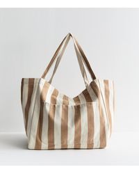 New Look - Striped Slouchy Tote Bag - Lyst