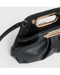 New Look Leather-look Ruched Clutch Bag - Black