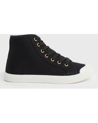 New Look Canvas Lace Up High Top Trainers Vegan - Black