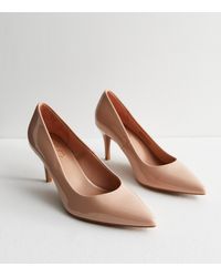 New Look - Pale Patent Stiletto Heel Court Shoes - Lyst