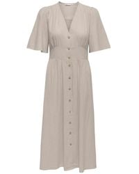 ONLY - Short Sleeve Button Through Midi Dress - Lyst