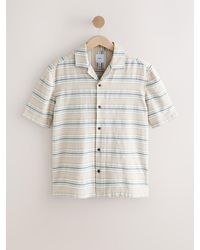 Next - 100% Cotton Textured Stripe Short Sleeve Shirt - Lyst