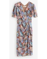 Jolie Moi - Print Mesh Angel Sleeve Bodycon Midi Dress - Lyst