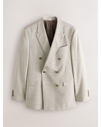 Next - N. Premium Tailored Fit Double Breasted Wool Blend Motionflex Marl Texture Suit Jacket - Lyst