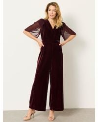 FatFace - Fatface Wine Opal Velvet Jumpsuit - Lyst