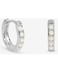 Simply Silver - Cubic Zirconia Opal Hoop Earrings - Lyst