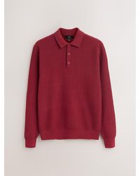 Next - Texture Regular Fit Essential Long Sleeve Knitted Polo Shirt - Lyst