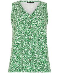 M Com - Button Detail V-Neck Sleeveless Top - Lyst