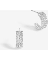 Simply Silver - 925 Cubic Zirconia Triple Row Hoop Earrings - Lyst