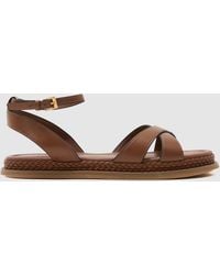 Reiss - Leather Plaited-Detail Flat Sandals - Lyst