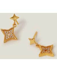 Accessorize - 14Ct Plated Diamante Star Drop Earrings - Lyst