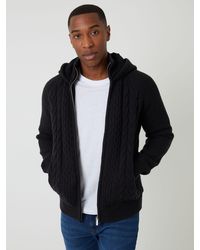 Threadbare - Cable Knit Microfleece Lined Zip Through Hoodie - Lyst