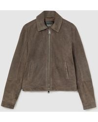 Reiss - Sorina Suede Zip-Through Moto Jacket - Lyst